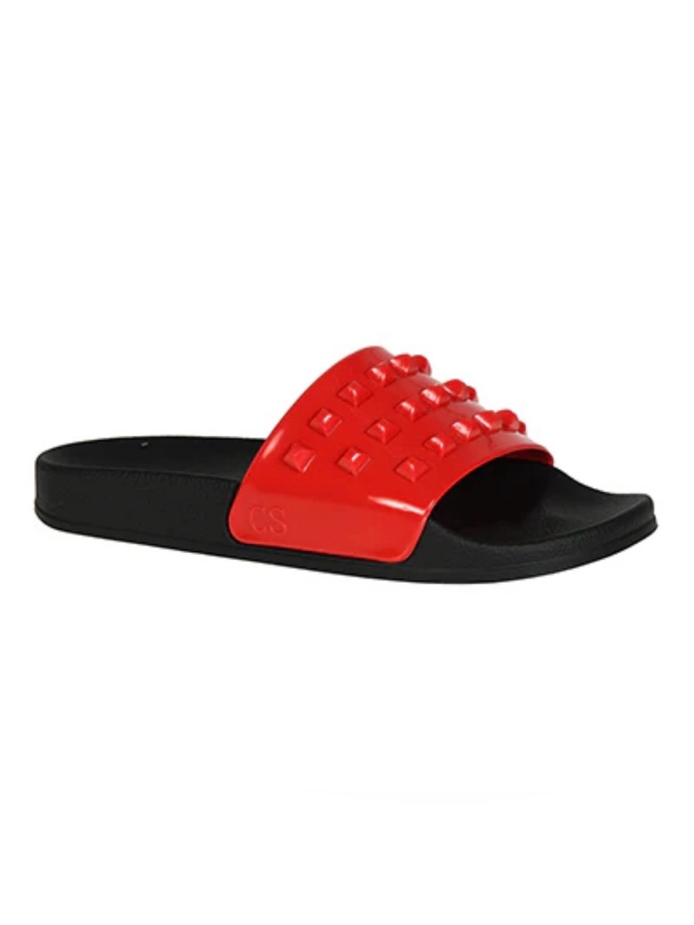 Carmen Sol NWT. Size 10. Red studs & black. Made in Italy. Duster bag included.